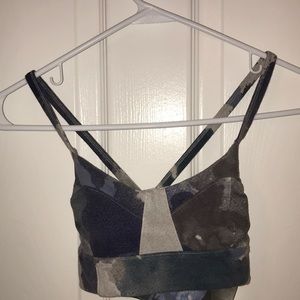 blue and grey sports bra